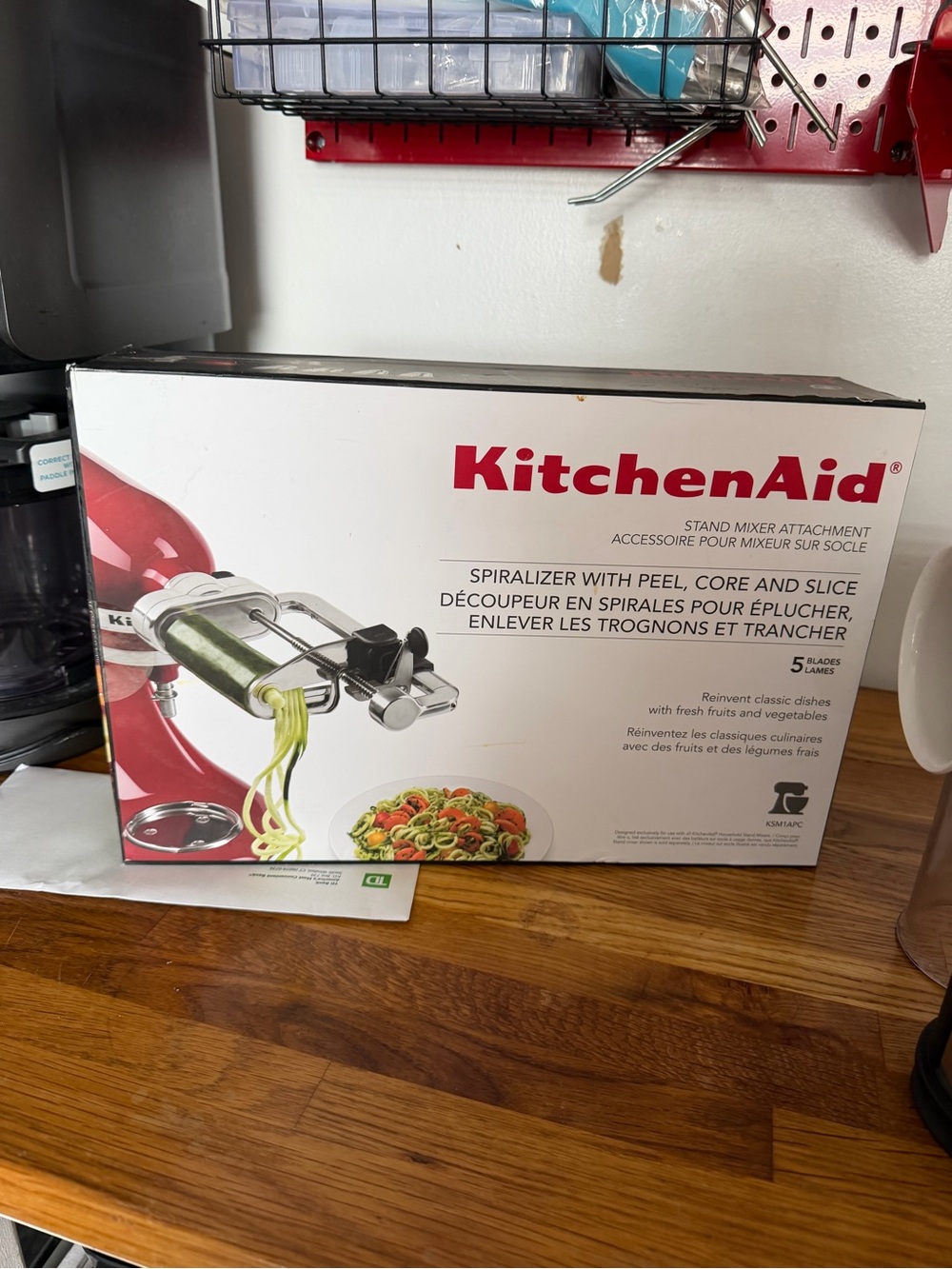 KitchenAid White Spiralizer Attachment for Stand Mixer with Red Accent